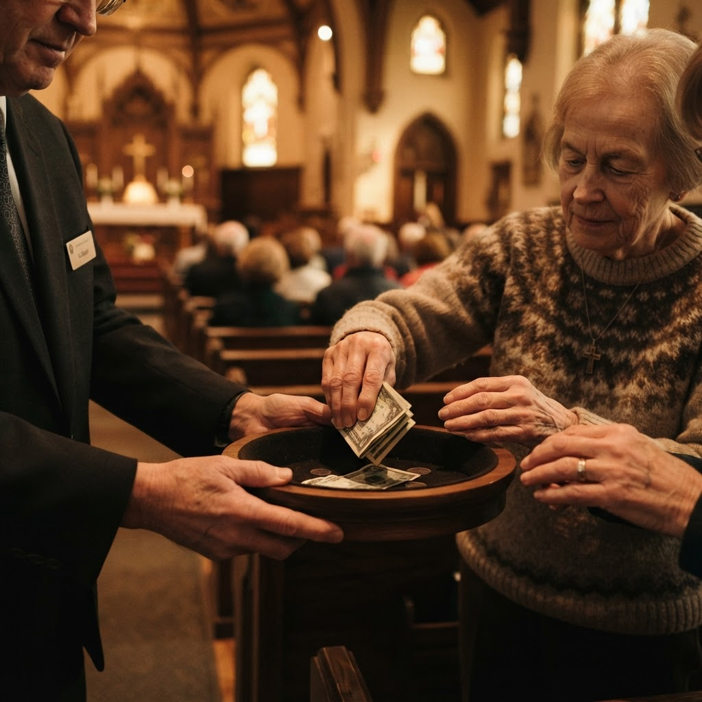 Offering plate at Lake Villa United Methodist Church
